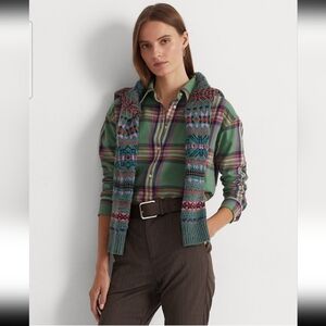 Chaps Plaid Twill Button-Down Shirt Size M MULTICOLOR